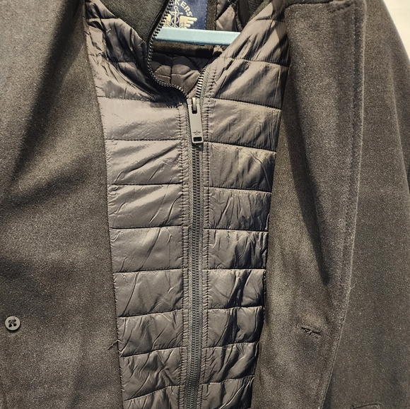 Dockers Men's Black Jacket Henry Wool Blend Top Coat Zipper Button Warm XL - Picture 10 of 13